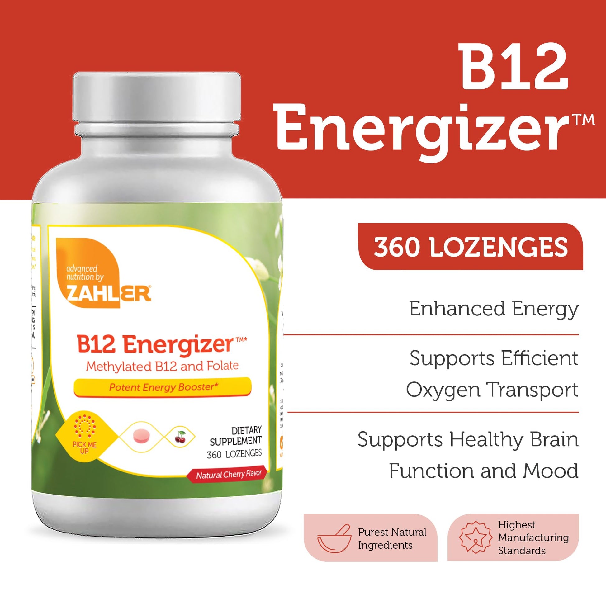 Zahler Energizer caja del suplemento con información nutricional