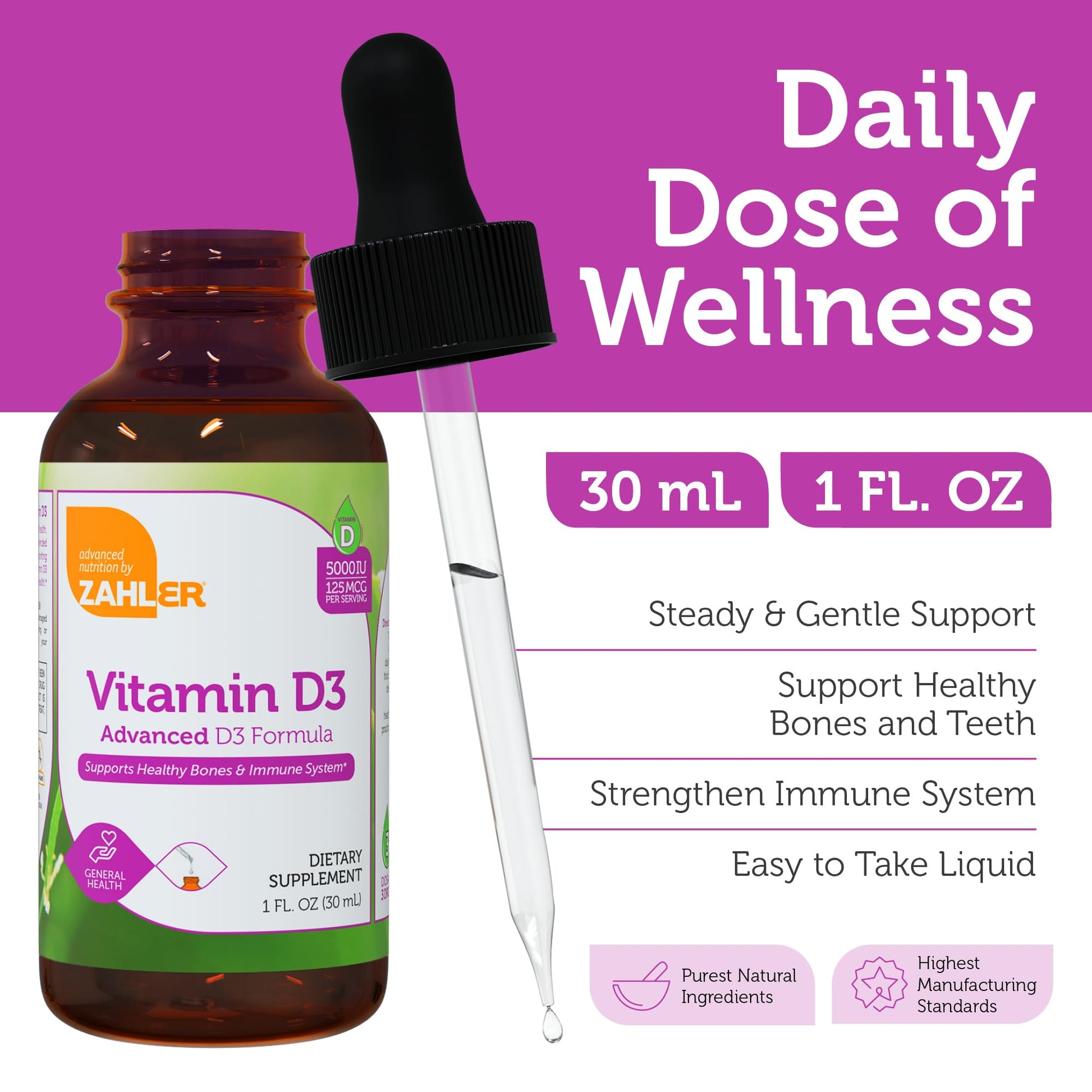 Zahler suplemento gotas vitamina d3 rápido efecto y absorción