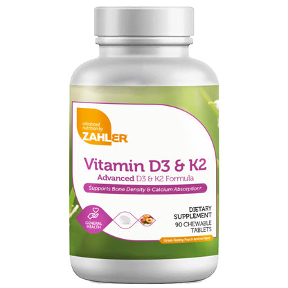 Zahler suplemento masticable vitamina D3 K2 sabor durazno albaricoque