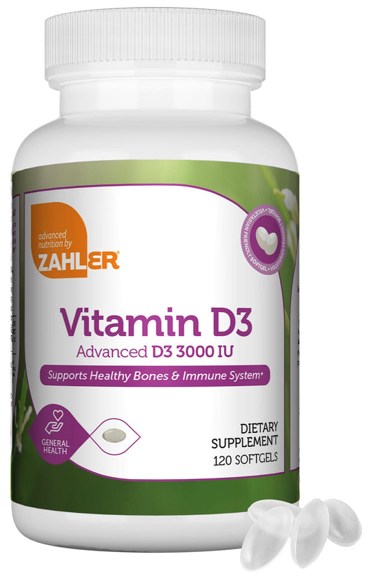 Botella Zahler Vitamina D3 3000 UI cápsulas blandas 120