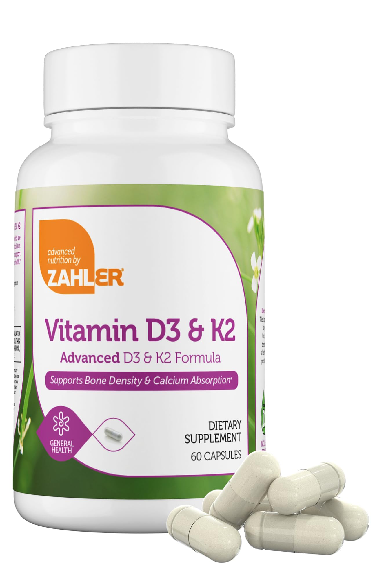 Zahler suplemento vitamina d3 5000 iu k2 botella frente