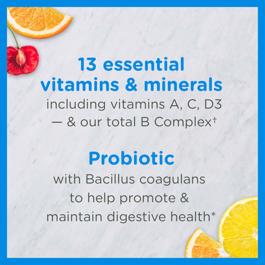 Zarbee's multivitaminas con probióticos para niños, detalle de ingredientes.