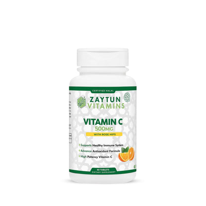 Tabletas de vitamina C halal Zaytun con escaramujo y bioflavonoides