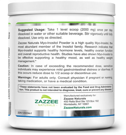 Zazzee suplemento polvo mio-inositol 12.91 onzas