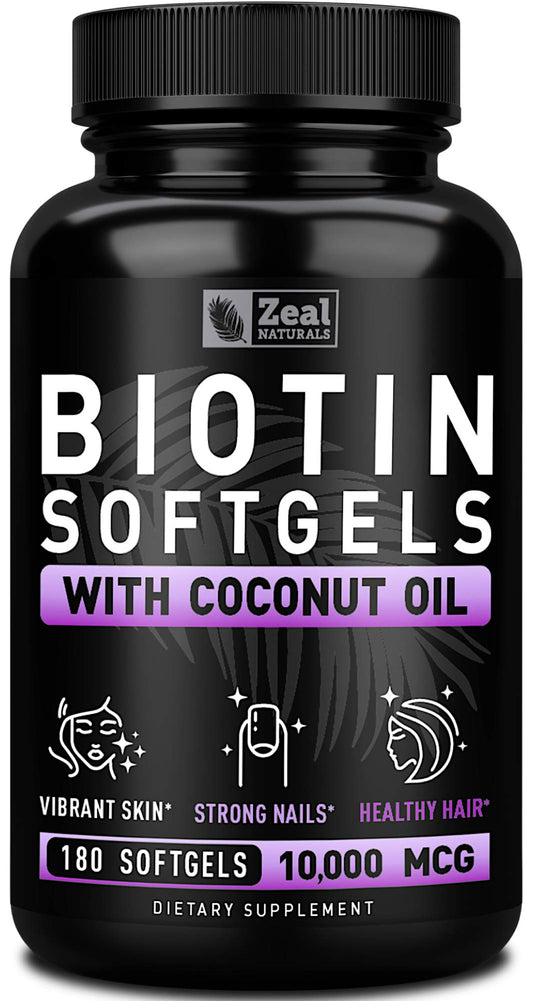Suplemento Zeal Naturals biotina con aceite de coco para cabello y uñas