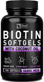 Suplemento Zeal Naturals biotina con aceite de coco para cabello y uñas