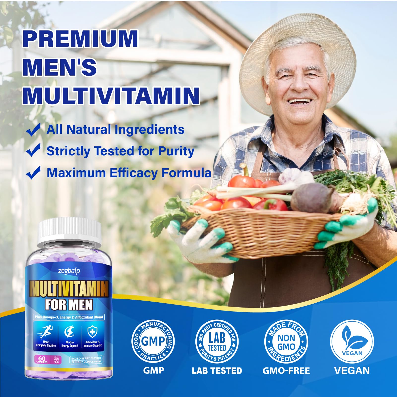 Etiqueta nutricional multivitaminas para hombres Zegbalp