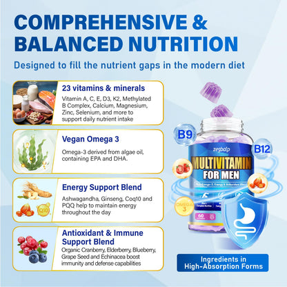 Ingredientes en etiqueta multivitaminas para hombres