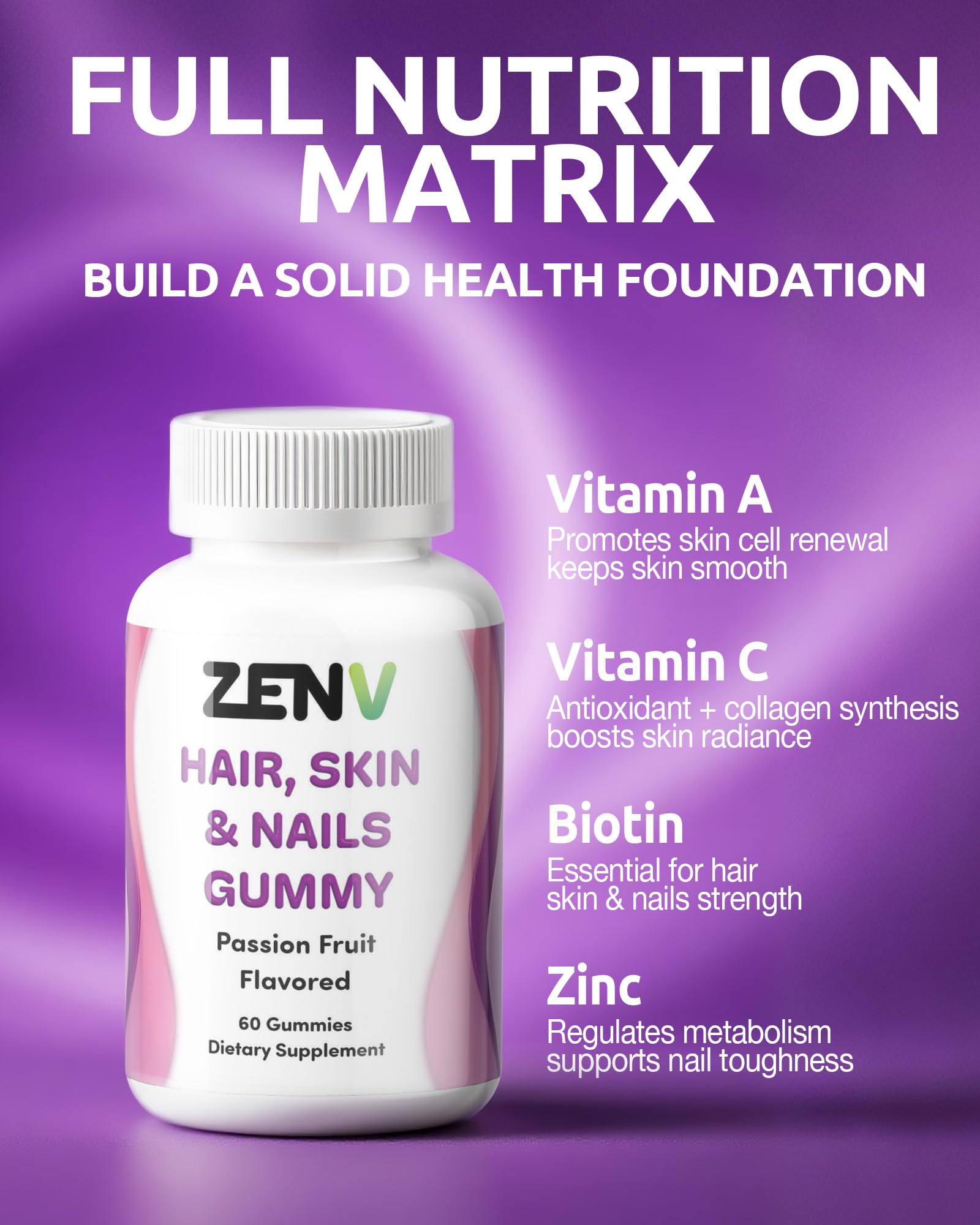 ZENV suplemento belleza con biotina y vitamina A maracuyá