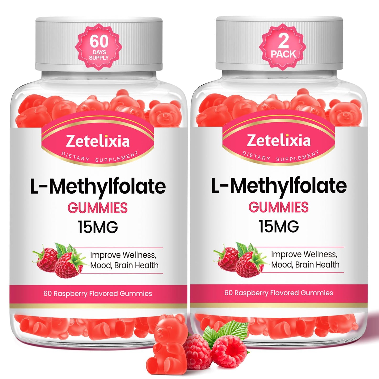Botellas de goma de L-Metilfolato Zetelixia - 120 unidades