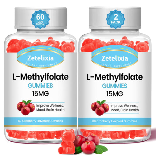 Zetelixia L-Metilfolato 15mg gomitas con vitamina B12 para salud cerebral