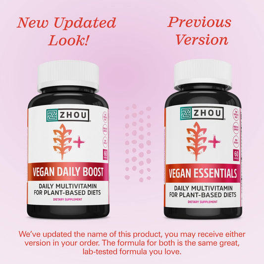 Zhou Multivitamínico Vegano actualizado y versión anterior