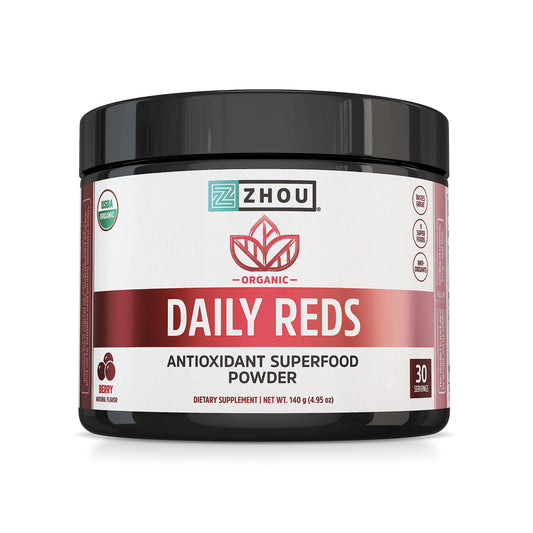 Zhou Nutrition polvo rojo orgánico antioxidantes caja frontal