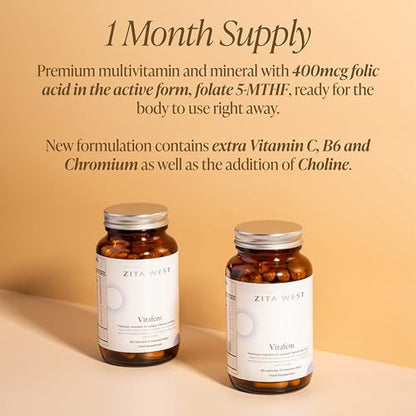 Zita West Vitafem prenatal vitamins for fertility support.