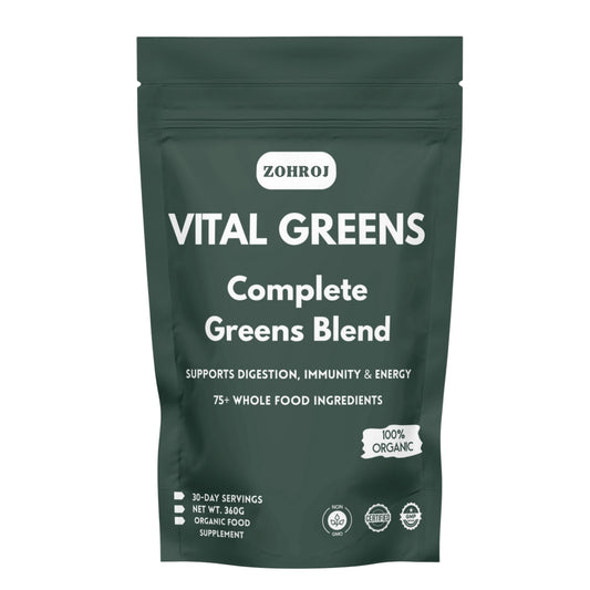ZOHROJ Vital Greens multivitaminas y probióticos bolsa verde