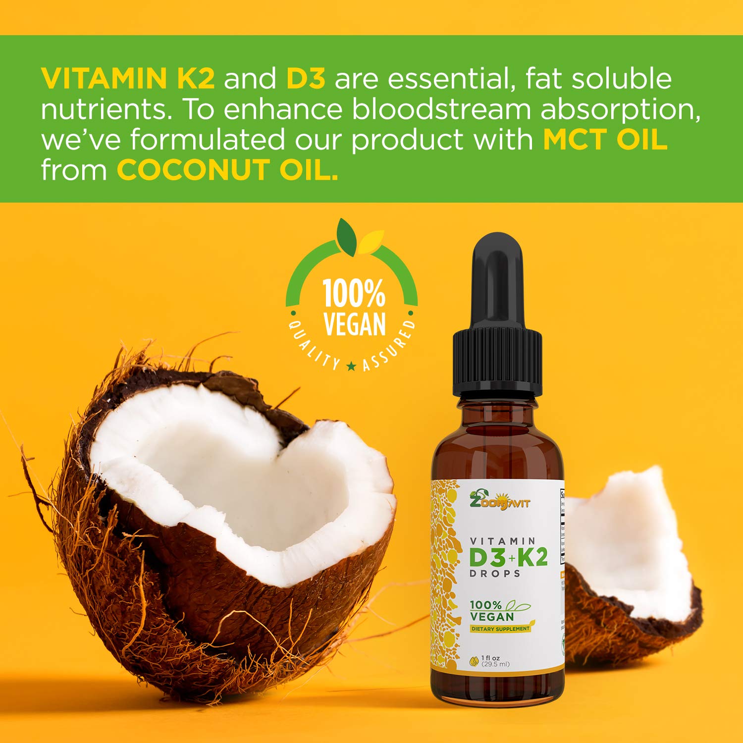Zoomavit gotas líquidas suplemento vegano vitaminas d3 y k2