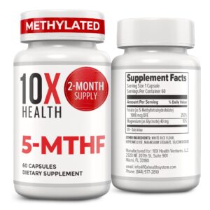 Frasco de 10X Health 5-MTHF Methylfolate