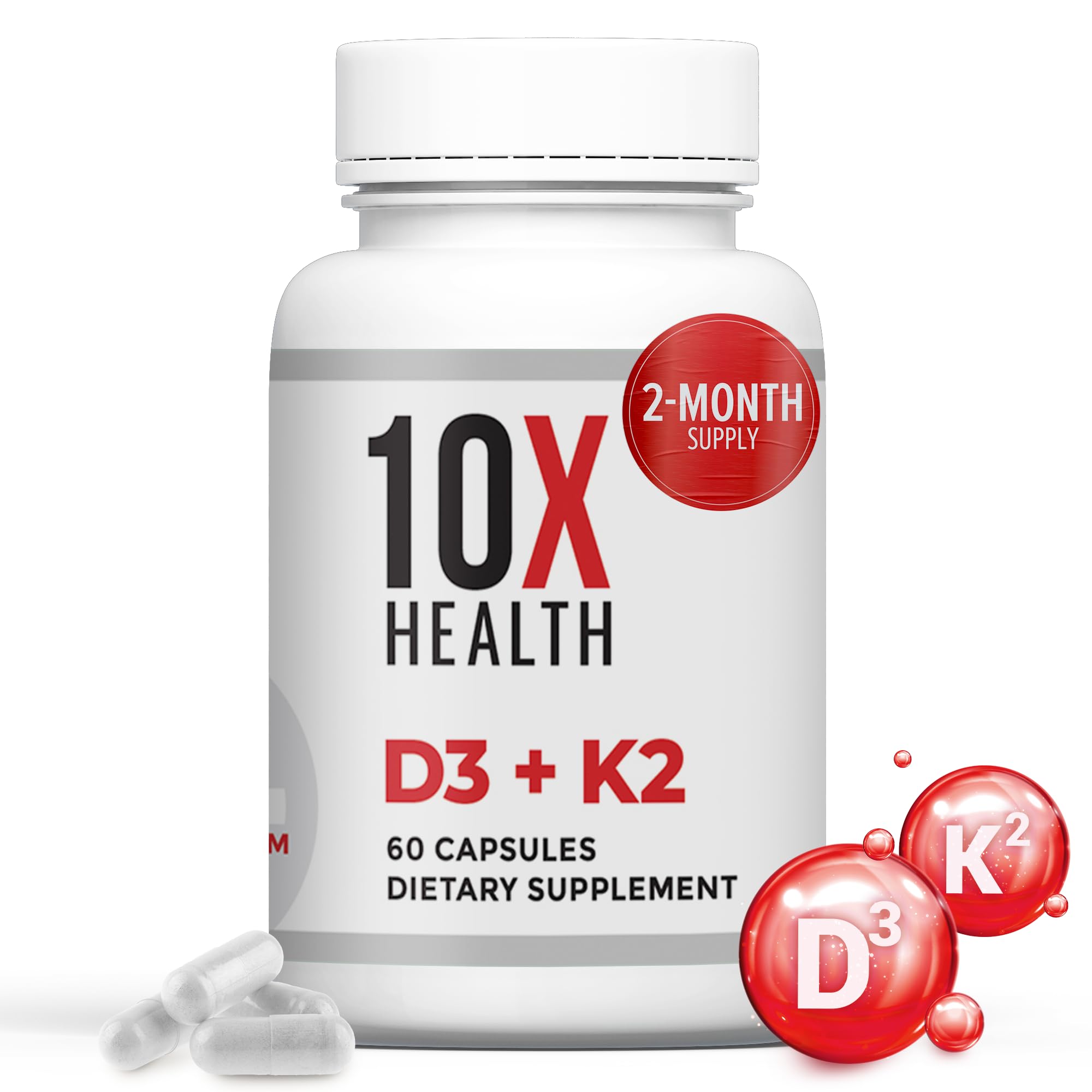 10X Health Vitamin D3 K2, 125mcg D3 90mcg K2