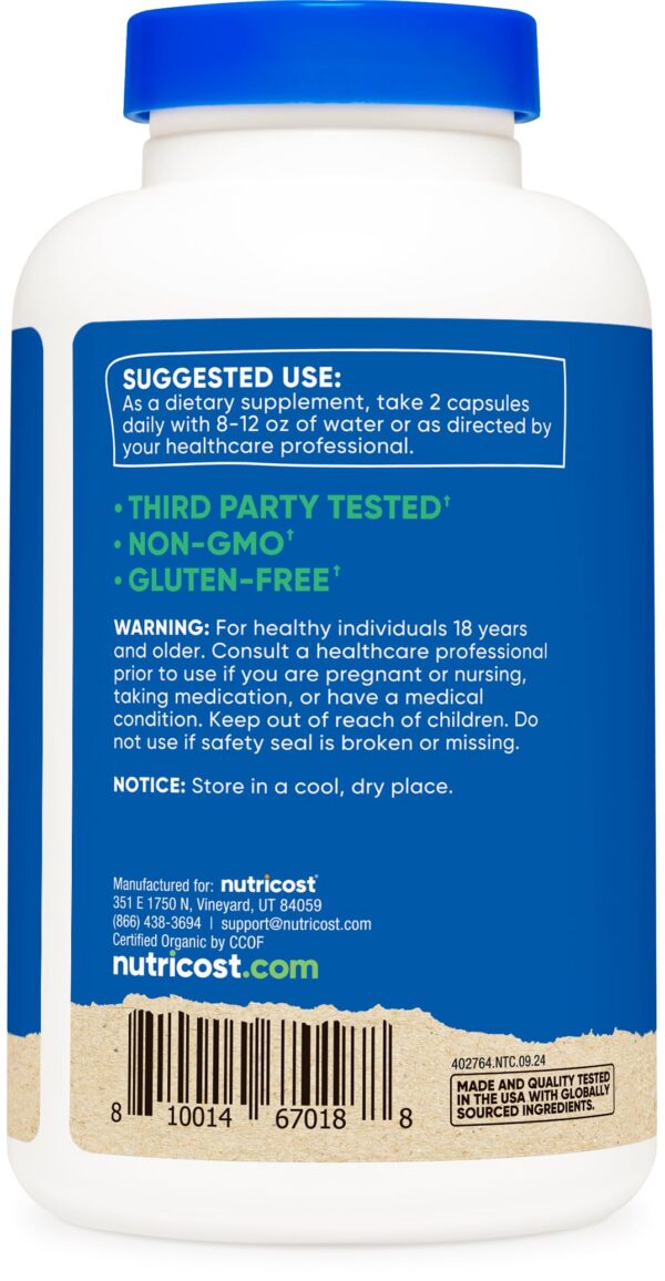 180 cápsulas de champiñón shiitake orgánico Nutricost 1000mg por porción