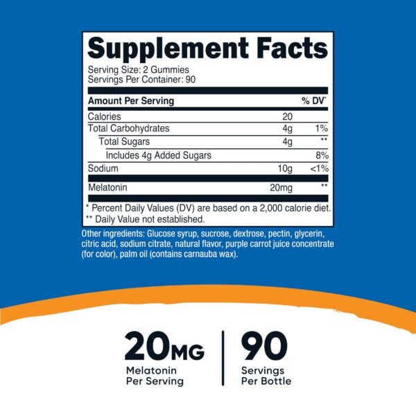 180 gomitas de melatonina Nutricost para sueño de calidad