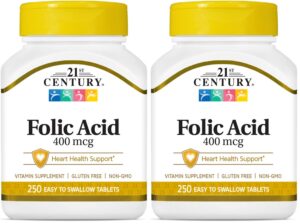 Tabletas de ácido fólico 400 mcg - frente de la caja