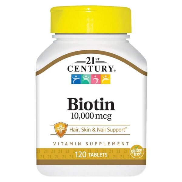 21st Century Biotina 10000 mcg suplemento belleza 120 tabletas
