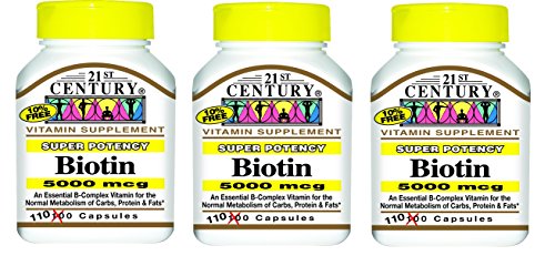21st Century biotina 5000 mcg frasco 110 cápsulas paquete triple