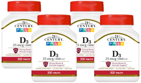 Frente de la etiqueta de tabletas D3 1000 UI 21st Century