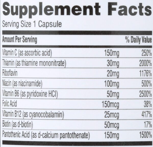 Etiqueta frontal del producto Vitamin B Stress Complex