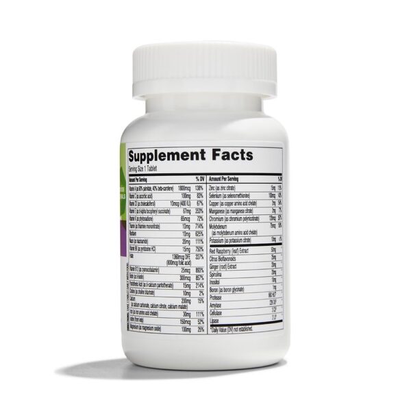 Etiqueta y envase con 18 vitaminas