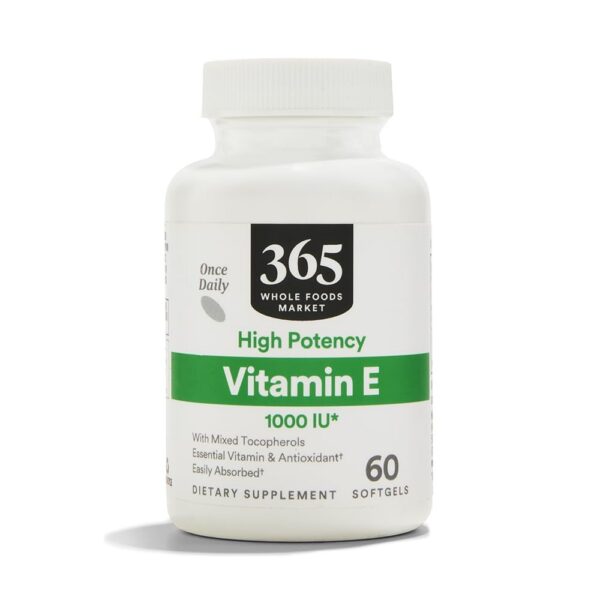 365 Whole Foods Vitamina E 1000 UI caja frontal