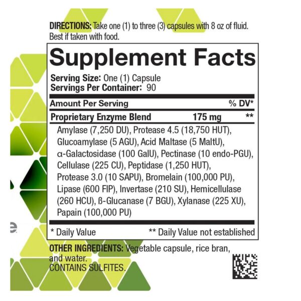 Etiqueta lateral del envase 4Life Digestive Enzymes