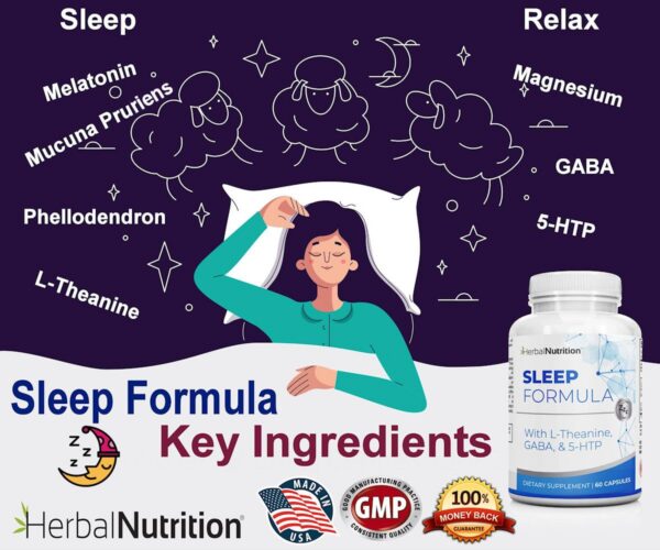 60 cápsulas para apoyo al sueño fórmula Herbal Nutrition