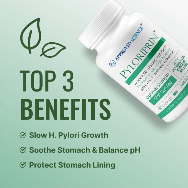 Detalle etiqueta suplemento Approved Science Pyloriprin