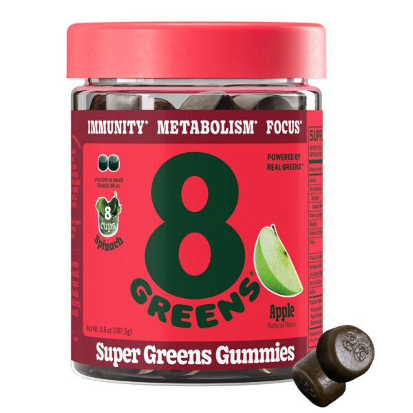 8Greens gomitas supergreens sabor manzana para salud
