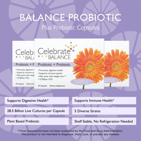 90 cápsulas Celebrate Vitamins Balance para salud intestinal e inmunidad