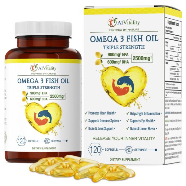 Etiqueta frontal de A1Vitality Omega-3 Triple Strength