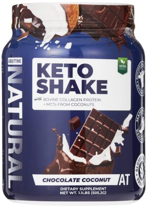 Frente del tarro About Time Keto Shake