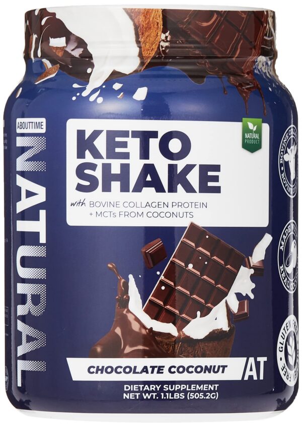 Frente del tarro About Time Keto Shake