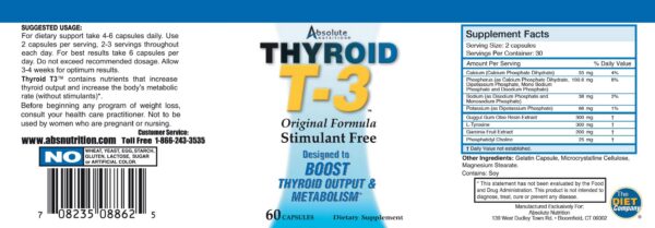 Etiqueta Thyroid T3 Absolute Nutrition