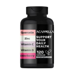 Frasco de cápsulas ACAPPELLA con etiqueta frontal