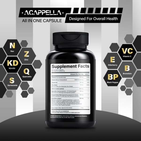 Version 1.0.0 ACAPPELLA frasco de cápsulas D3 K2 NAC