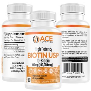 ACE NUTRITION biotina alta potencia farmacéutica 270 cápsulas