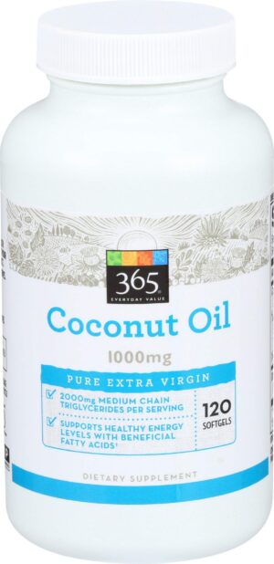 Frasco de aceite de coco en softgels