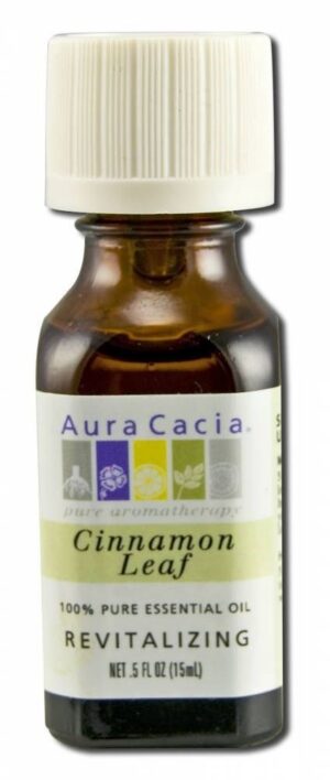 Botella de aceite esencial hoja de canela Aura Cacia 0.5 oz