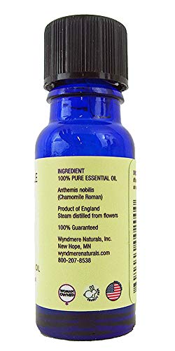 Aceite esencial manzanilla romana gotero y frasco
