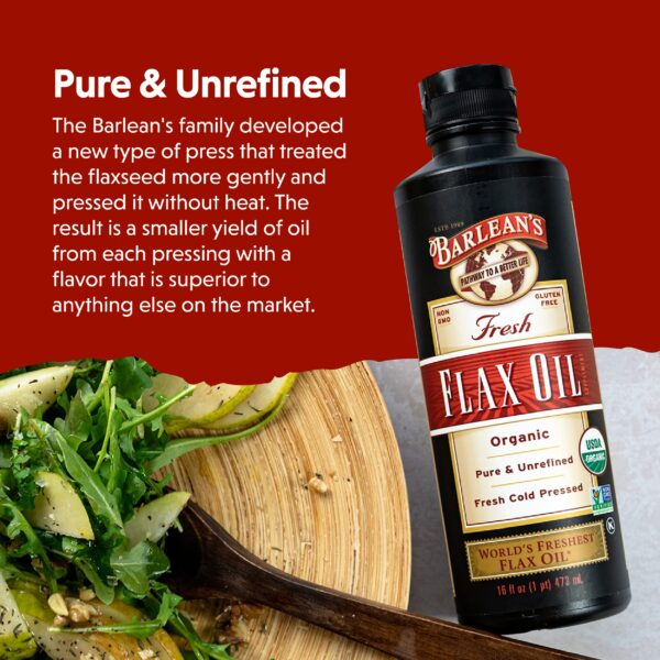 Aceite de linaza natural Barlean's no refinado y saludable