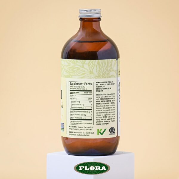 Aceite lino orgánico prensado en frío Flora frasco