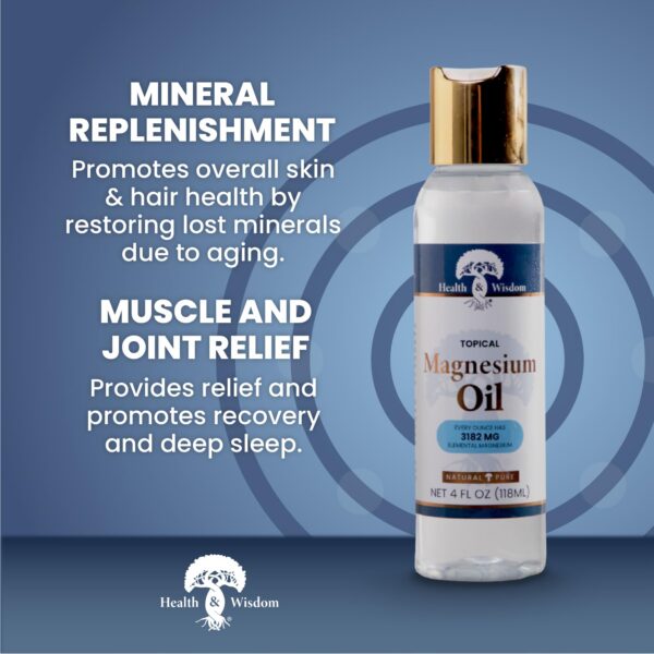 Aceite de magnesio Health and Wisdom para masaje y recuperación muscular