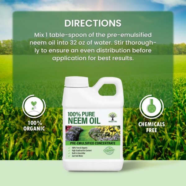 Version 1.0.0 Aceite de neem Nature's Will 16oz aplicación para plantas